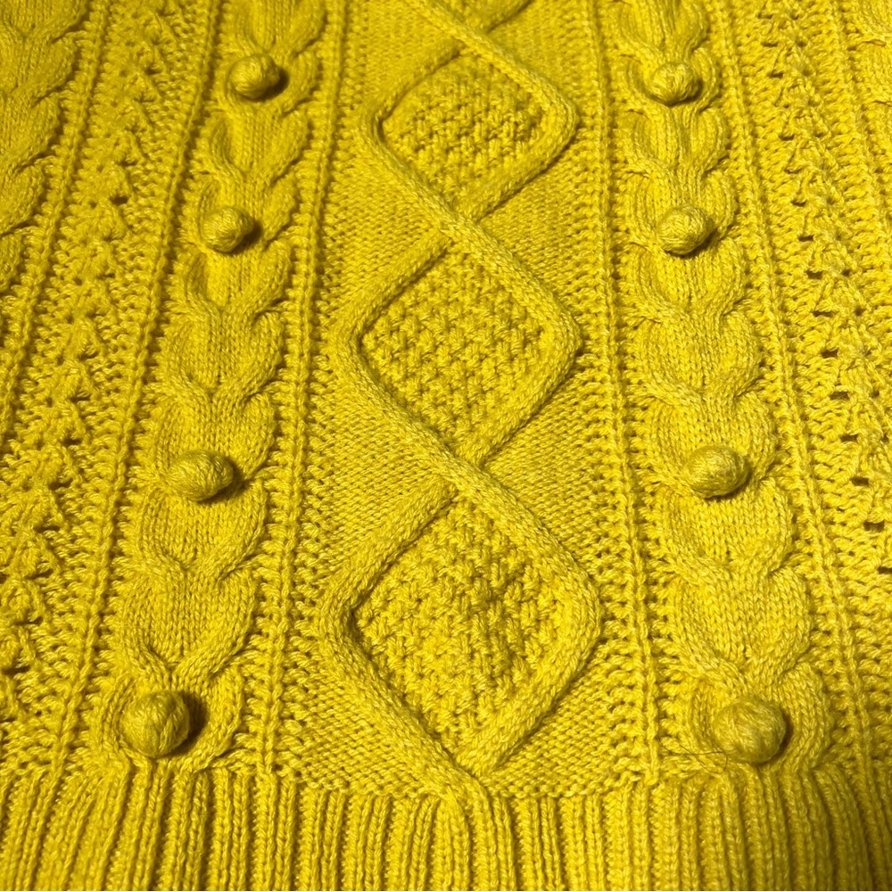 J. Crew Mustard Yellow Pom-Pom Cable Knit Sweater - Picture 5 of 14